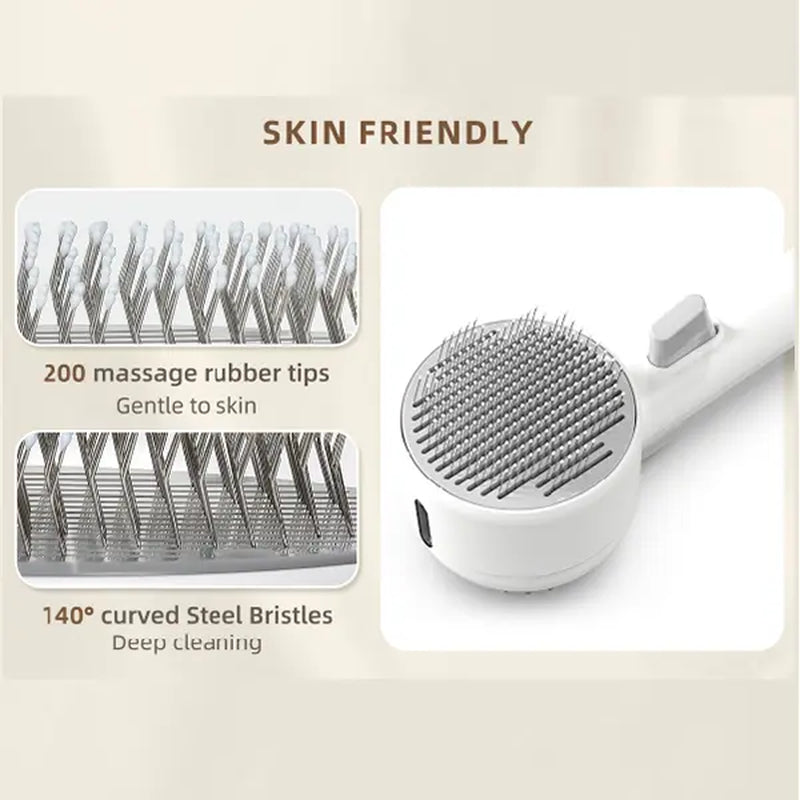 2-In-1 Pet Fresh Fur Shower Brush - Nonscratch Fur Removal Tool, De-Shedding Combs, Grooming Tool for Cats & Dogs with Steam Spray Function