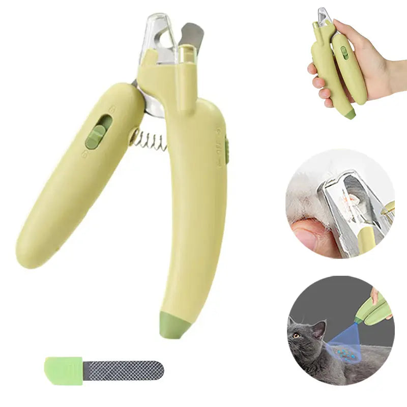 Dog Cat Nail Trimmer with LED Light & UV Lamp, Quick Safe Grooming, Sharp Blades, Built-In Nail File, Nail Collector, Non-Slip Ergonomic Handle for All Pet Sizes