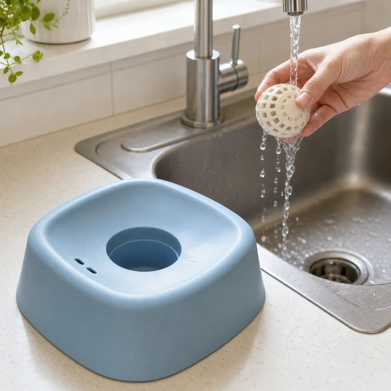 Dog Slow Feeder Bowl with Rotating Lick Ball for Yogurt, Wet Food and Treats