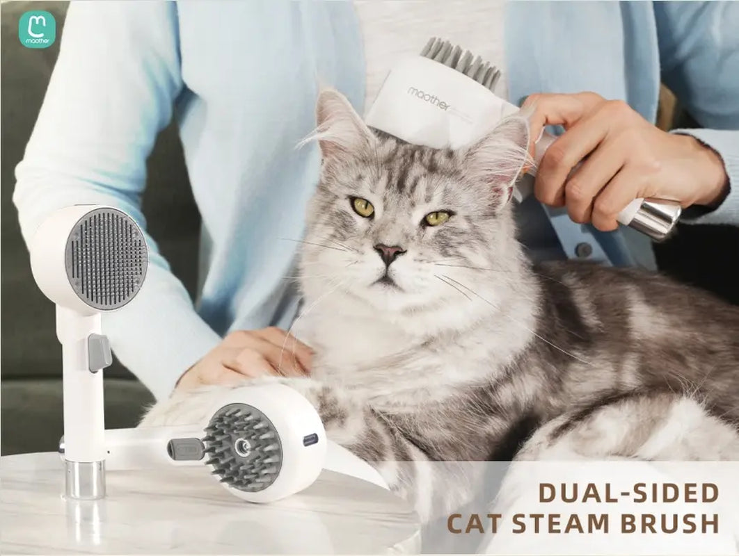 2-In-1 Pet Fresh Fur Shower Brush - Nonscratch Fur Removal Tool, De-Shedding Combs, Grooming Tool for Cats & Dogs with Steam Spray Function