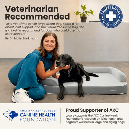Lesure Realortho Orthopedic Dog Bed - Joint Protection for Large & Senior Dogs