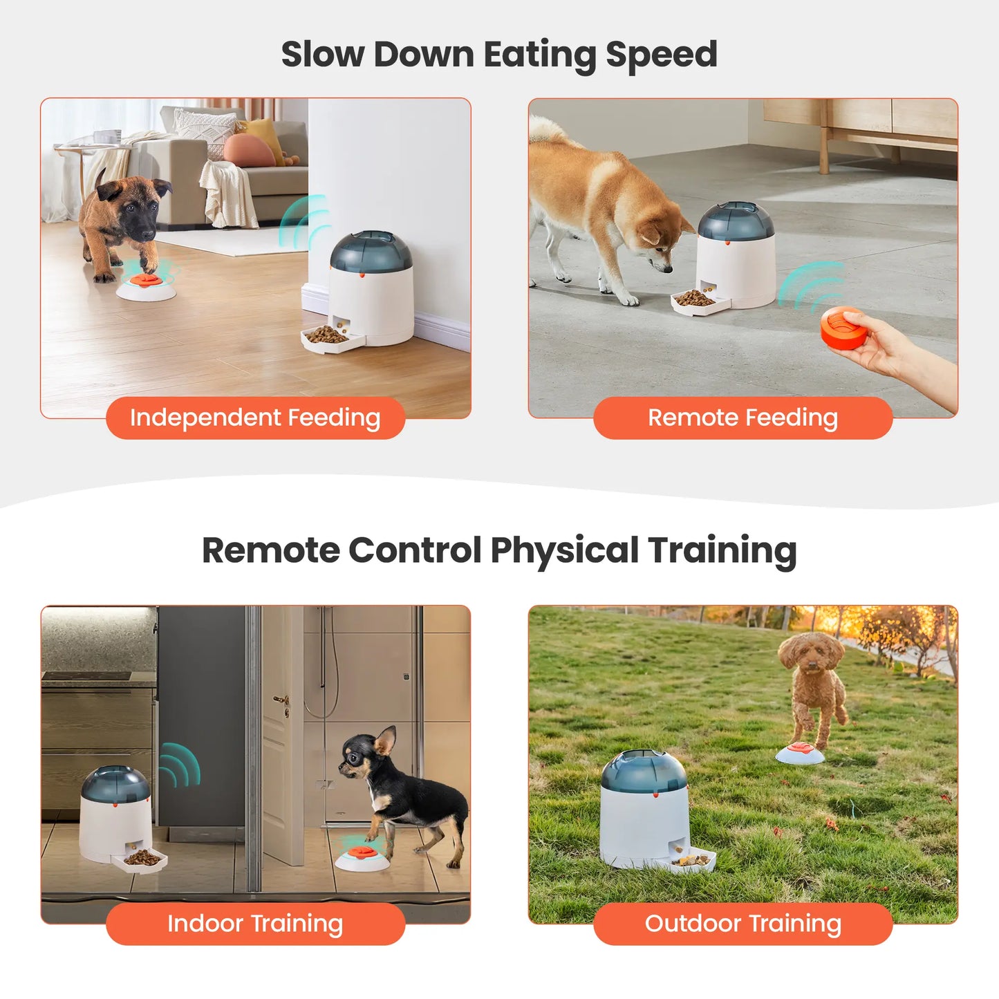 Potaroma Interactive IQ Training Pet Feeder, 280Ml Rechargeable Automatic Treat Dispenser, Push Remote Food Toy for Dogs Cats All Breeds