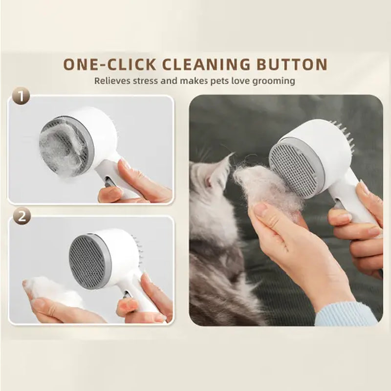 2-In-1 Pet Fresh Fur Shower Brush - Nonscratch Fur Removal Tool, De-Shedding Combs, Grooming Tool for Cats & Dogs with Steam Spray Function
