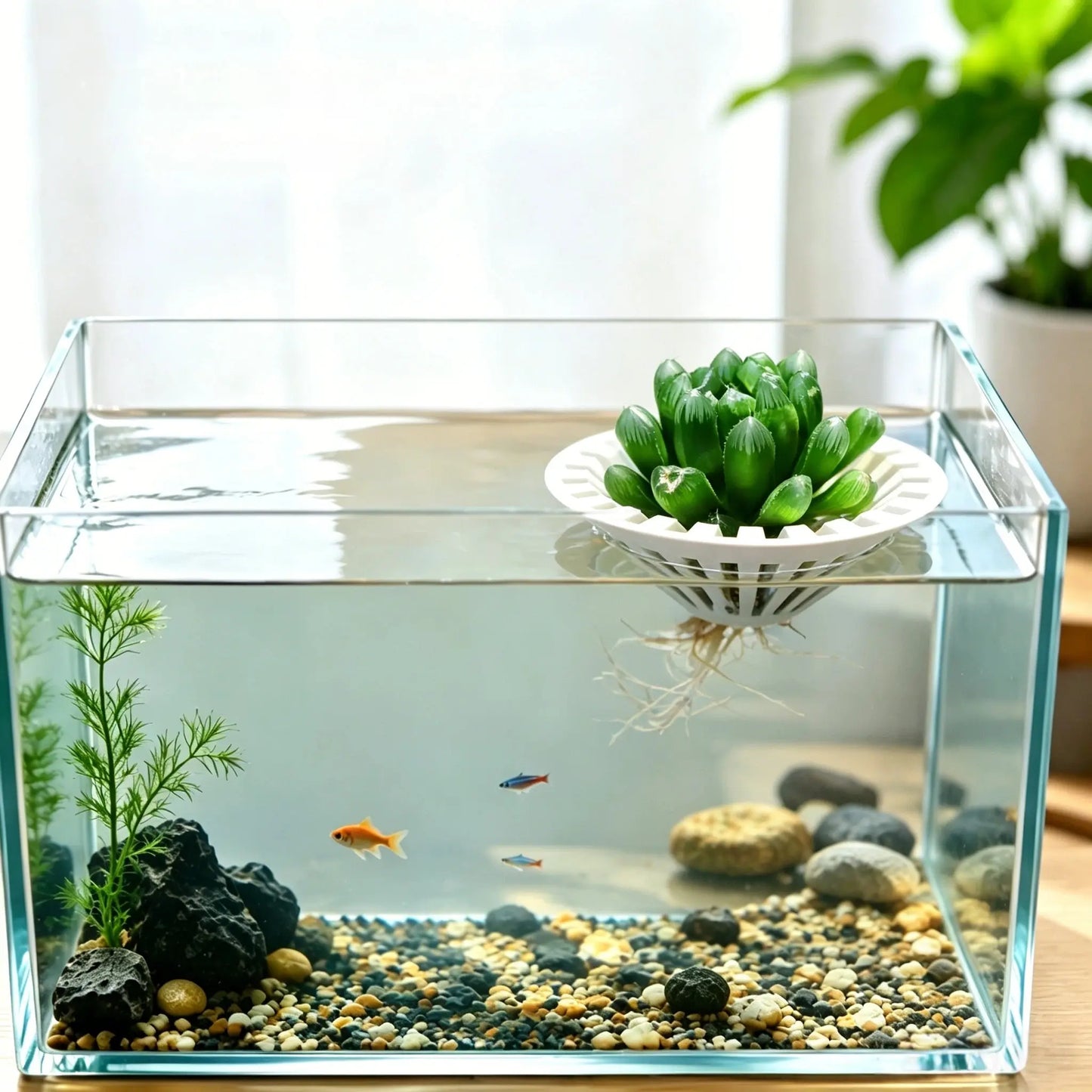 Fish Tank Hydroponic Floating Planter Basket, Floating Design, Soil-Free Greenery Fixer, Aquarium Plant Float Stand, 3D Printed Pla, Water Purification, Aquatic Plants, Lightweight