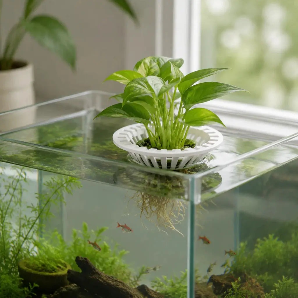 Fish Tank Hydroponic Floating Planter Basket, Floating Design, Soil-Free Greenery Fixer, Aquarium Plant Float Stand, 3D Printed Pla, Water Purification, Aquatic Plants, Lightweight