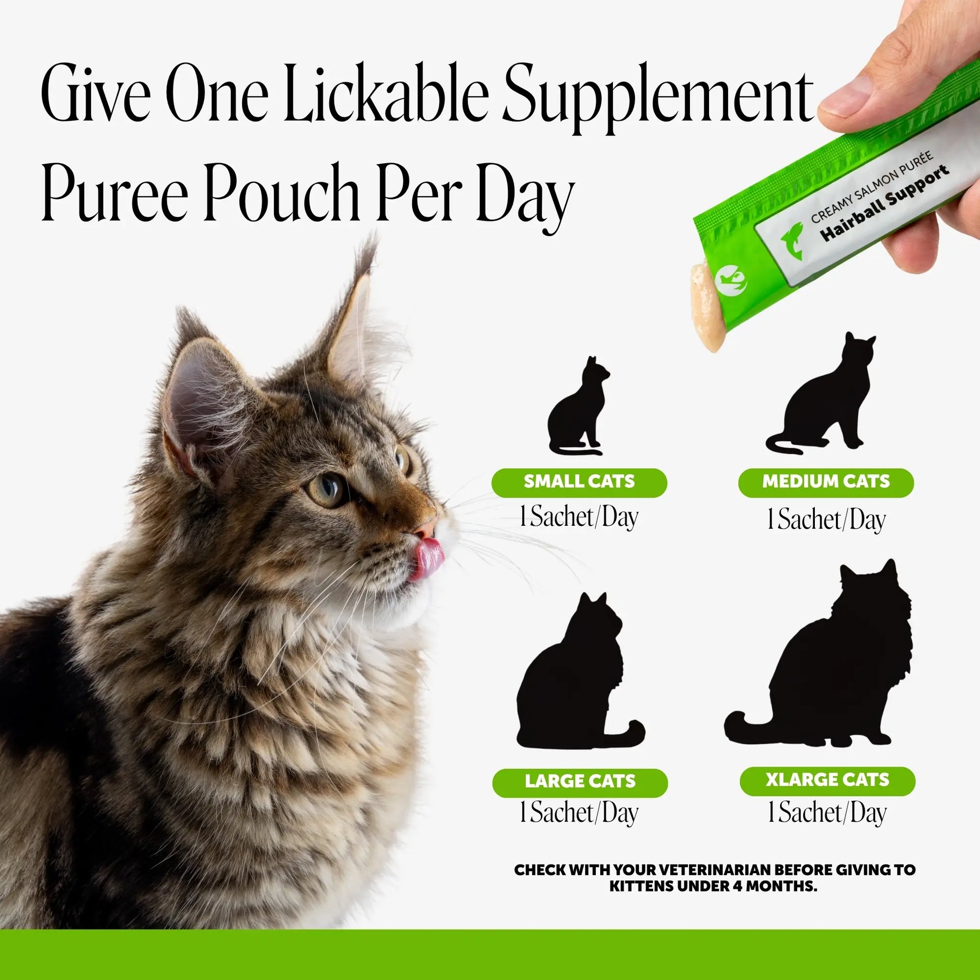 Pet Honesty Squeezables Hairball Support Lickable Supplement for Cats, 20 Pouches