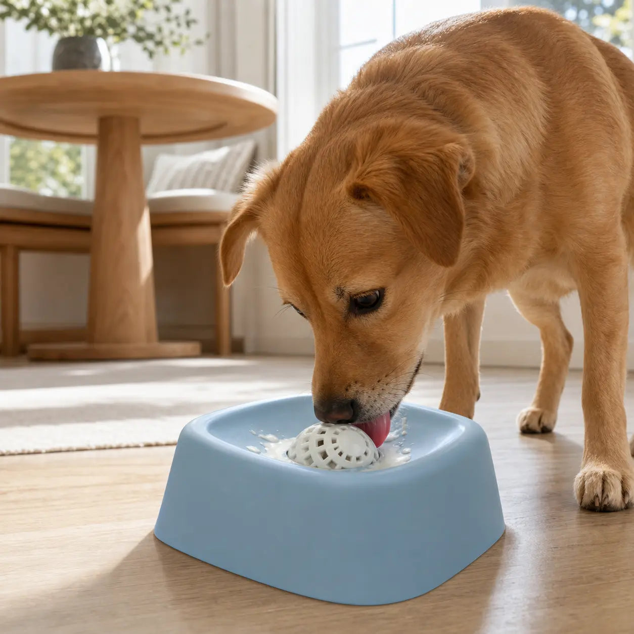 Dog Slow Feeder Bowl with Rotating Lick Ball for Yogurt, Wet Food and Treats