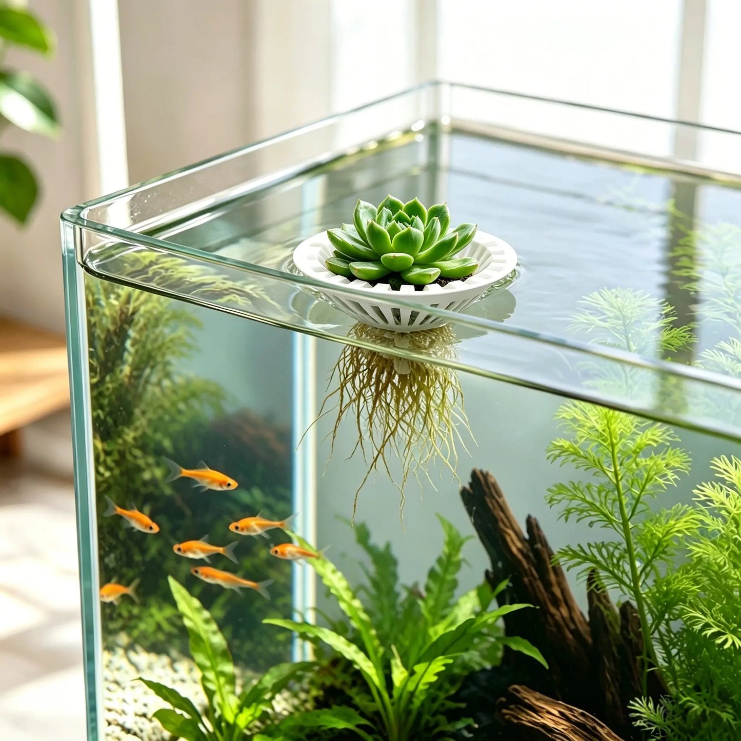 Fish Tank Hydroponic Floating Planter Basket, Floating Design, Soil-Free Greenery Fixer, Aquarium Plant Float Stand, 3D Printed Pla, Water Purification, Aquatic Plants, Lightweight
