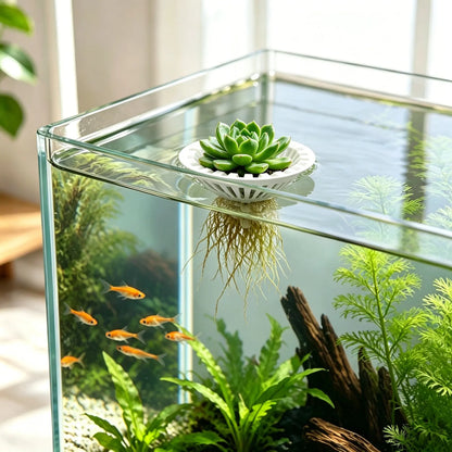 Fish Tank Hydroponic Floating Planter Basket, Floating Design, Soil-Free Greenery Fixer, Aquarium Plant Float Stand, 3D Printed Pla, Water Purification, Aquatic Plants, Lightweight