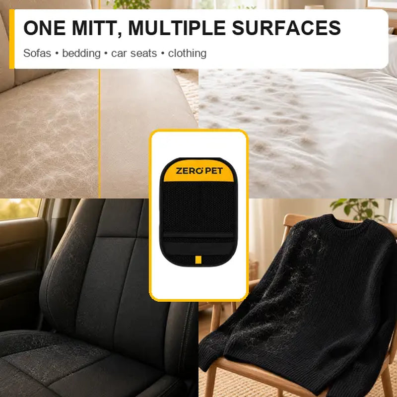 Reusable Pet Hair Remover Mitt, Washable Static Fur & Lint Cleaner for Furniture, Bedding & Car Seats