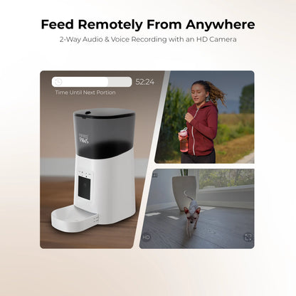 Penthouse Paws Smart HD Pet Feeder, 6L Dry Food Capacity, 1080P Camera, 2-Way Audio, Scheduled Meals, Backup Power, Easy to Clean, Anti-Jam Design for Cat & Dog, Black