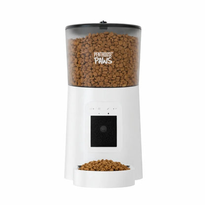 Penthouse Paws Smart HD Pet Feeder, 6L Dry Food Capacity, 1080P Camera, 2-Way Audio, Scheduled Meals, Backup Power, Easy to Clean, Anti-Jam Design for Cat & Dog, Black